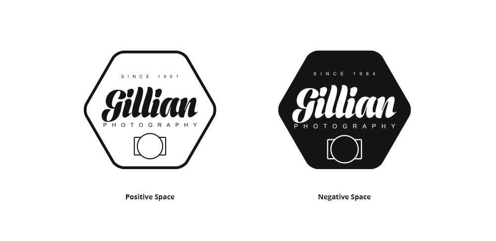 Gillian Photography logos in positive and negative space.